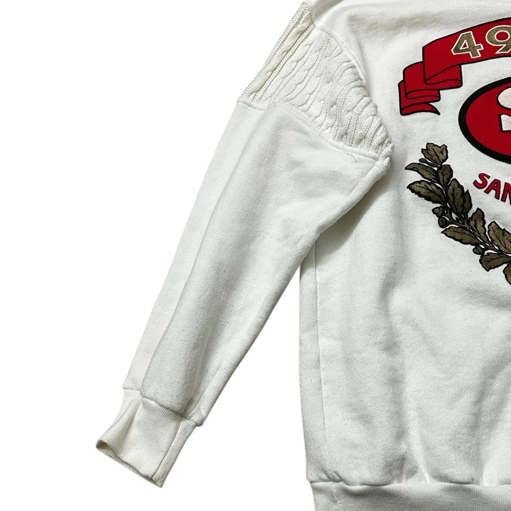 Vintage Spirit Cliff Engle SF 49ers Turtleneck Sweatshirt 90s Size Large White - Image 6