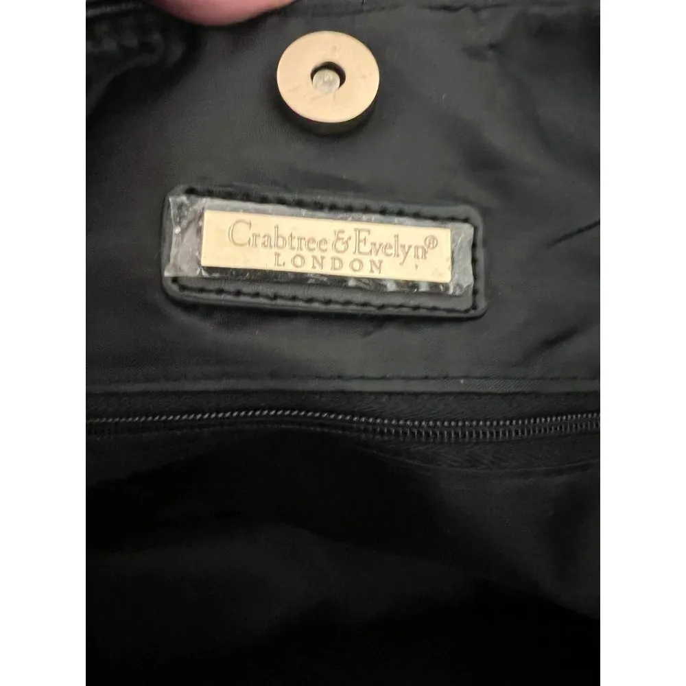 Crabtree & Evelyn large black tote bag purse snap closure 12" x 14" x 5" NWT - Image 6