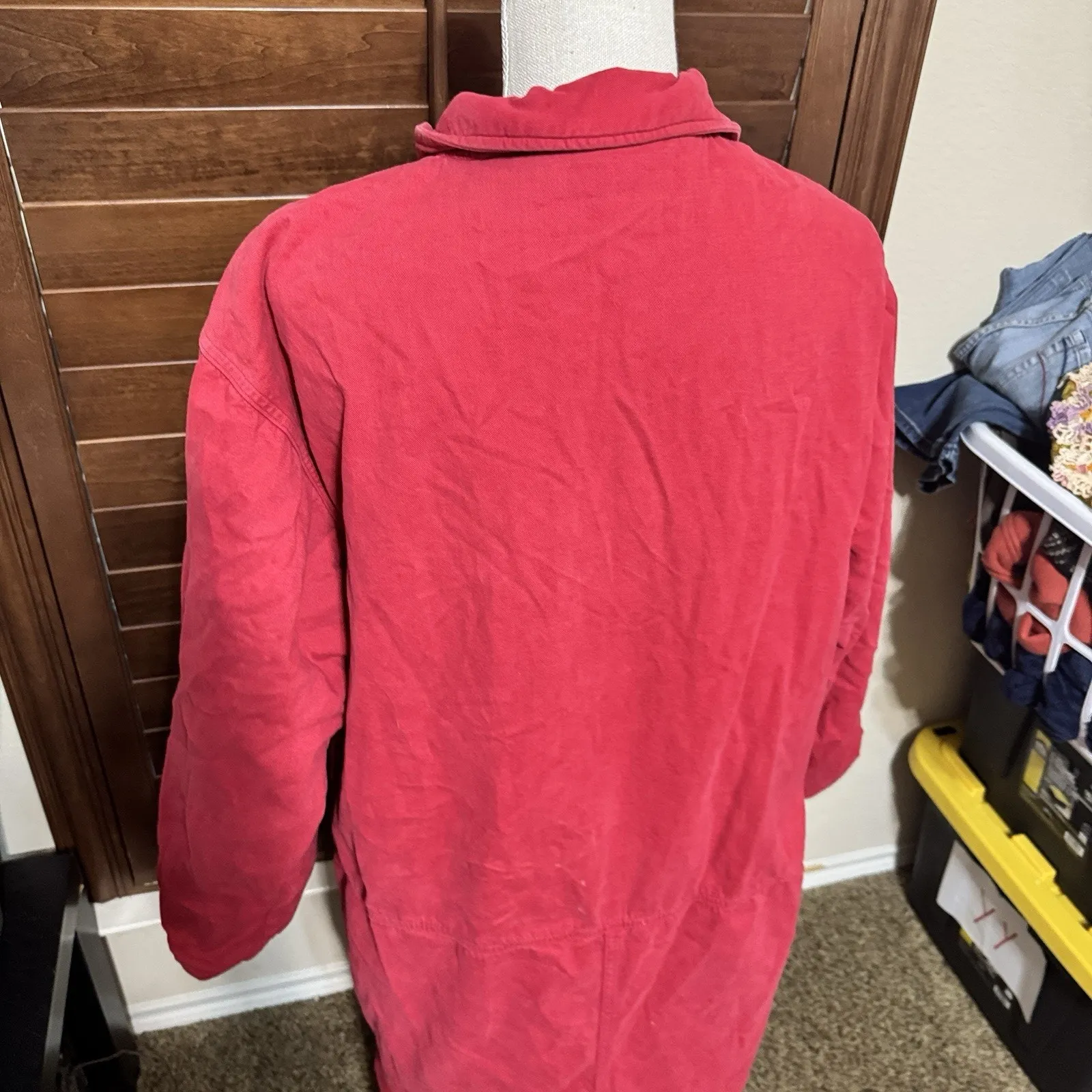 CMC Color Me Cotton Long Red Coat Chore Barn Country Women’s S/M Jacket VTG 90s Size M - Image 6