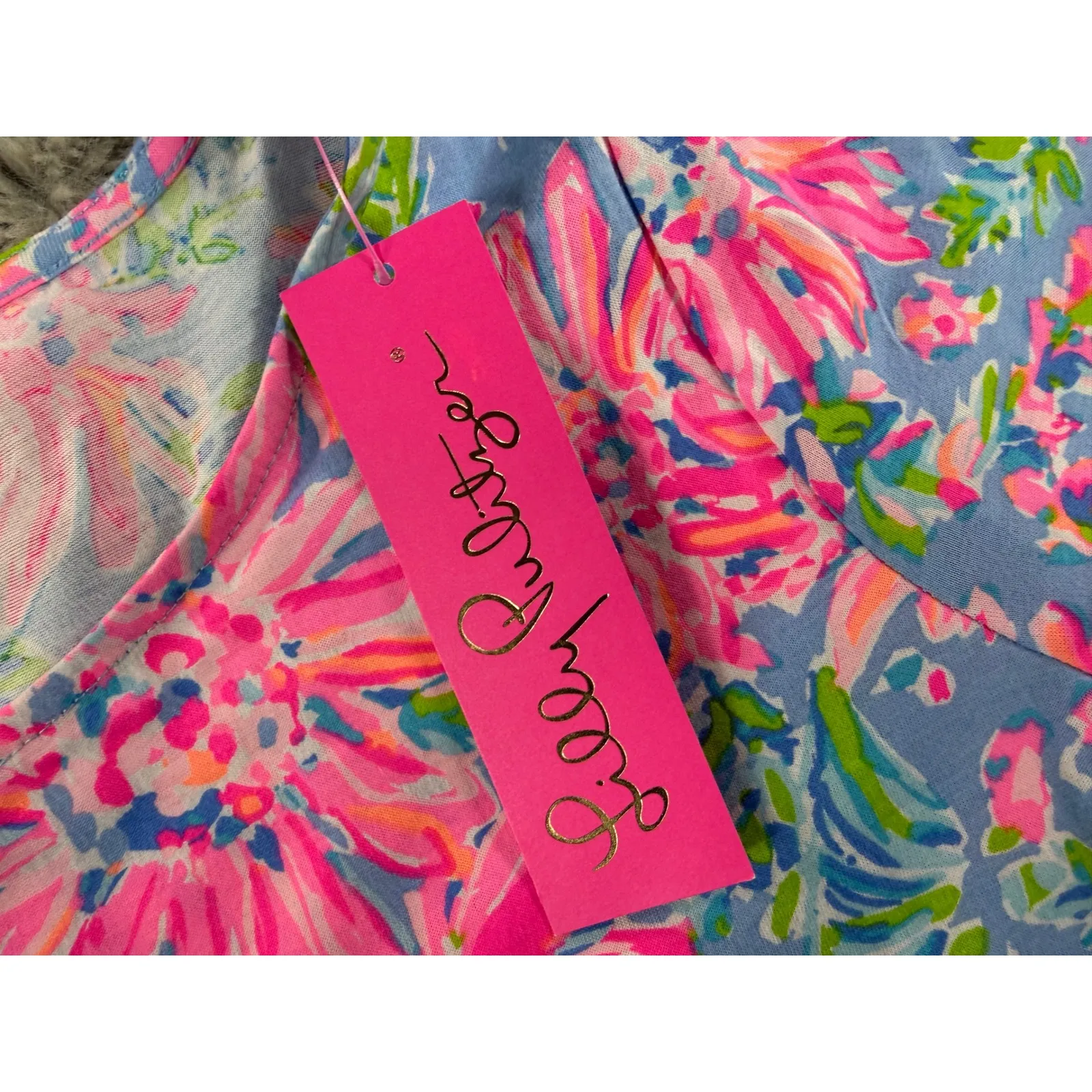 NWT Lilly Pulitzer Geanna Tiered Dress Blue Peri Sunrise Bay Floral M Vacation - Image 4