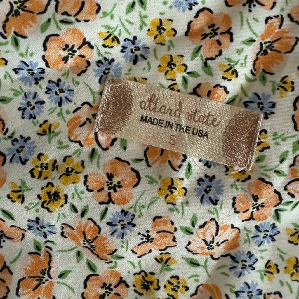 209 Altar'd State Floral Camisole in Cream Pink Orange Crop Tie Back small - Image 3