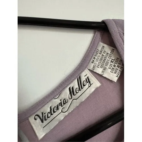 Vintage Victoria Holley embroidered purple floral long sz XL maxi dress whimsica - Image 7