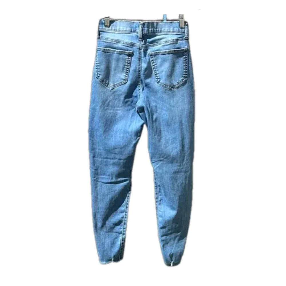 High rise super distressed Mom Jeans juniors size 1 pockets belt loops - Image 3