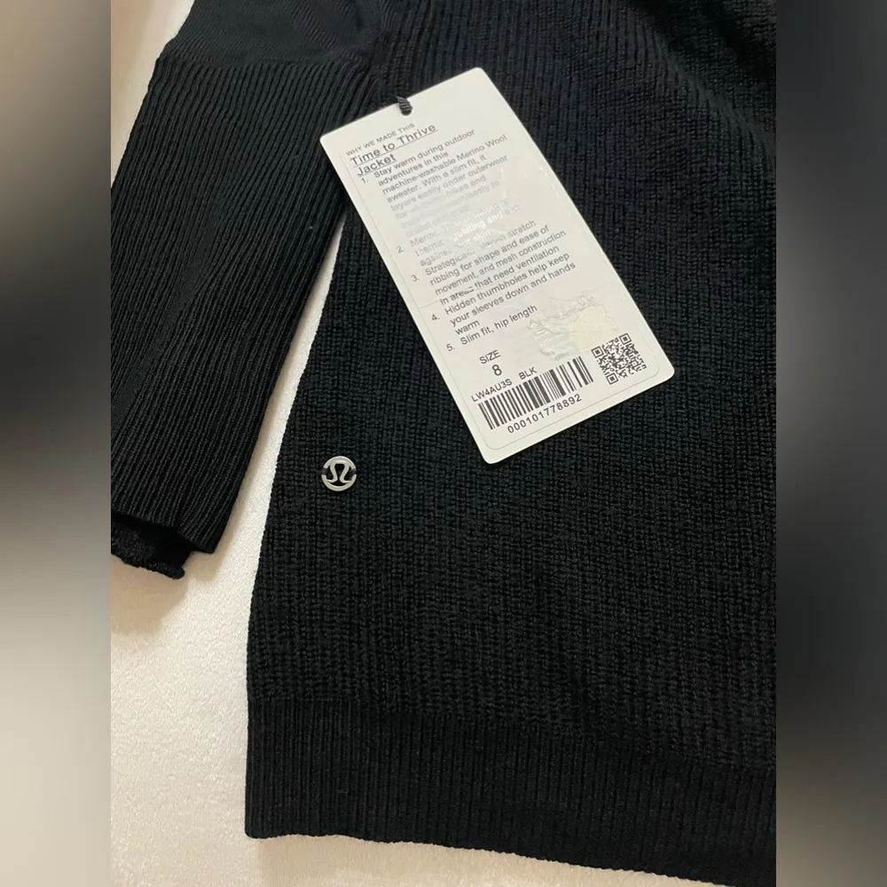 NWT Lululemon Time To Thrive Sweater Jacket in Black Size 8 - Image 13