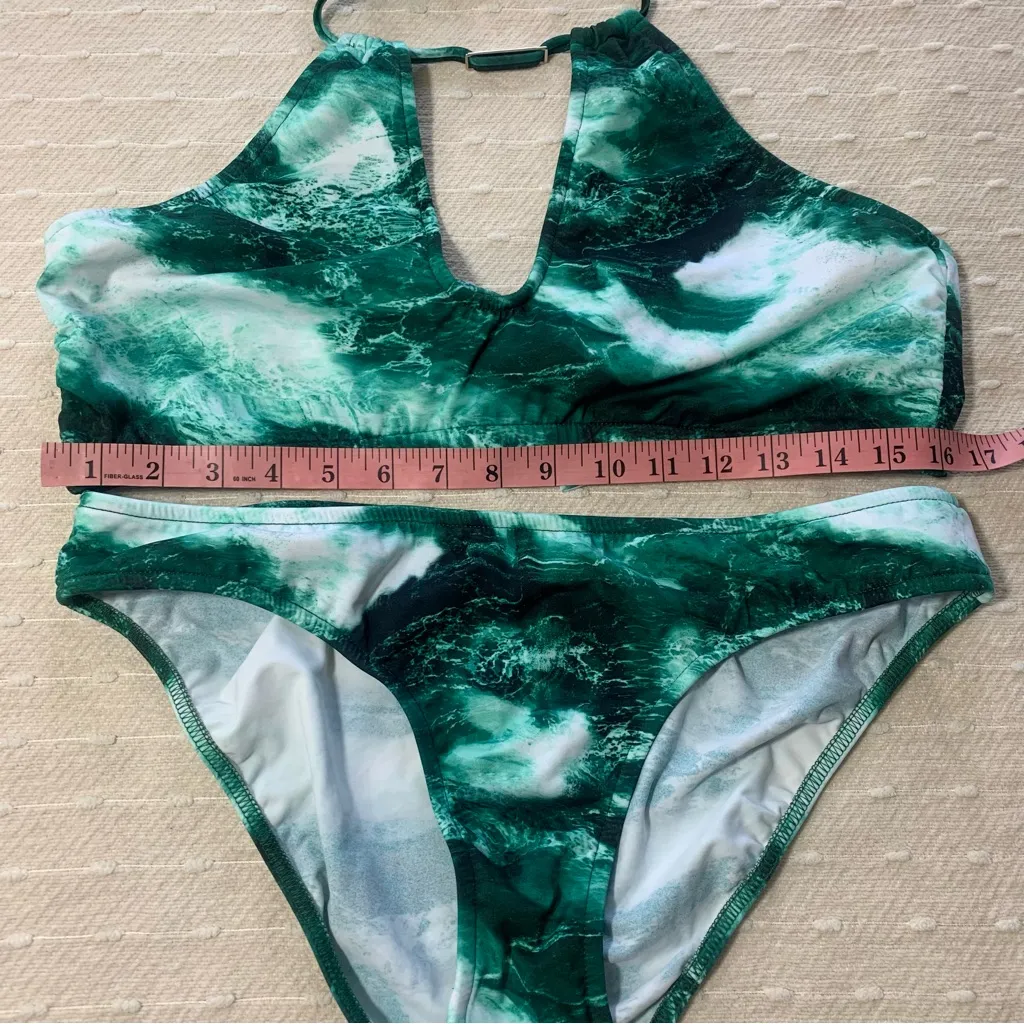 Venus‎ Womens Swimsuit Bikini Size 16 Green&White - Image 5