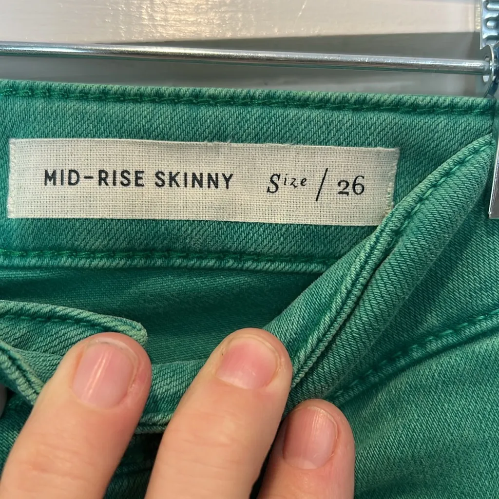 Pilcro and the Letterpress Emerald green mid-rise Skinny Jeans size 26. - Image 5