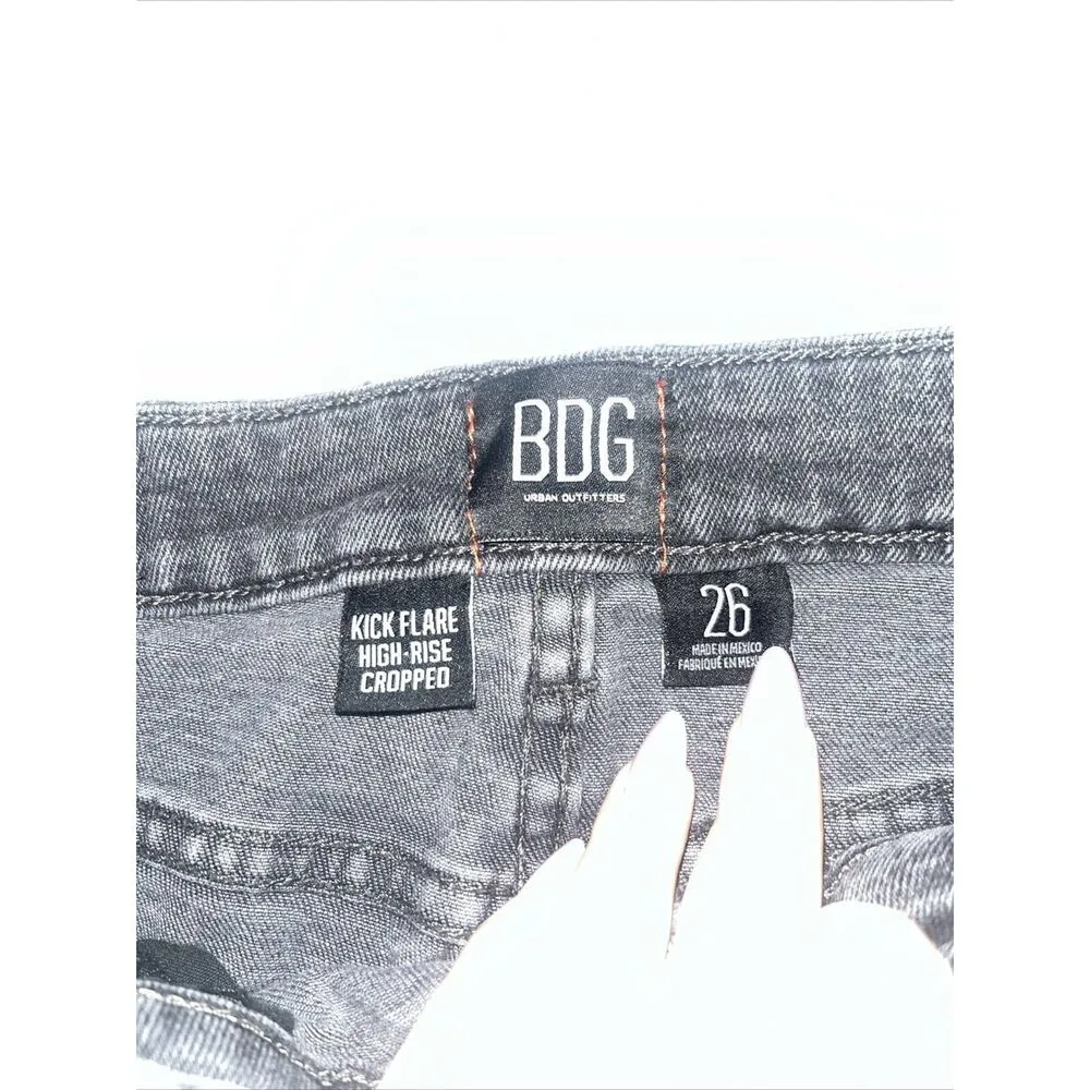 BDG Size 26 Jeans High Rise Kick Flare Crop Fray Gray Womens Urban Outfitters - Image 5