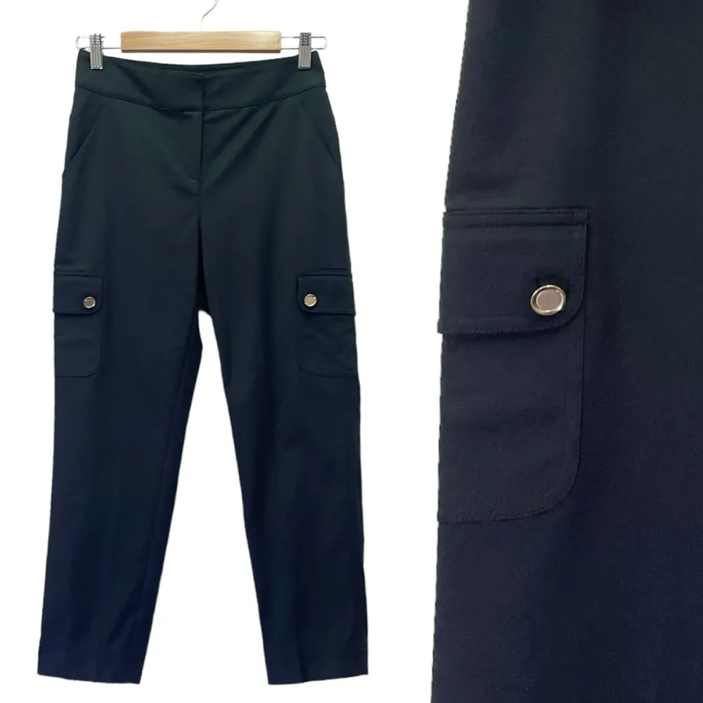 Vintage St. John Cargo Pants Black Straight Leg Cropped Trousers Women’s Size 2 - Image 9