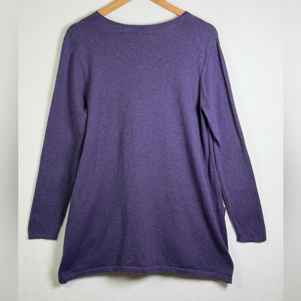 Pure Jill Women’s Purple Cotton Cashmere Blend Pocket Tunic Sweater Sz Medium - Image 6