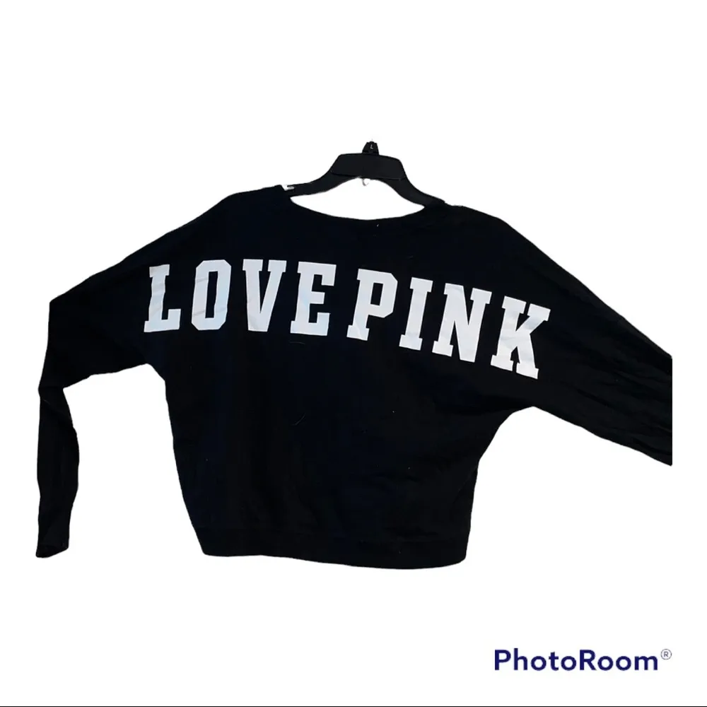 Victoria's Secret Pink Cropped Lace Collar Black Sweater - Image 2