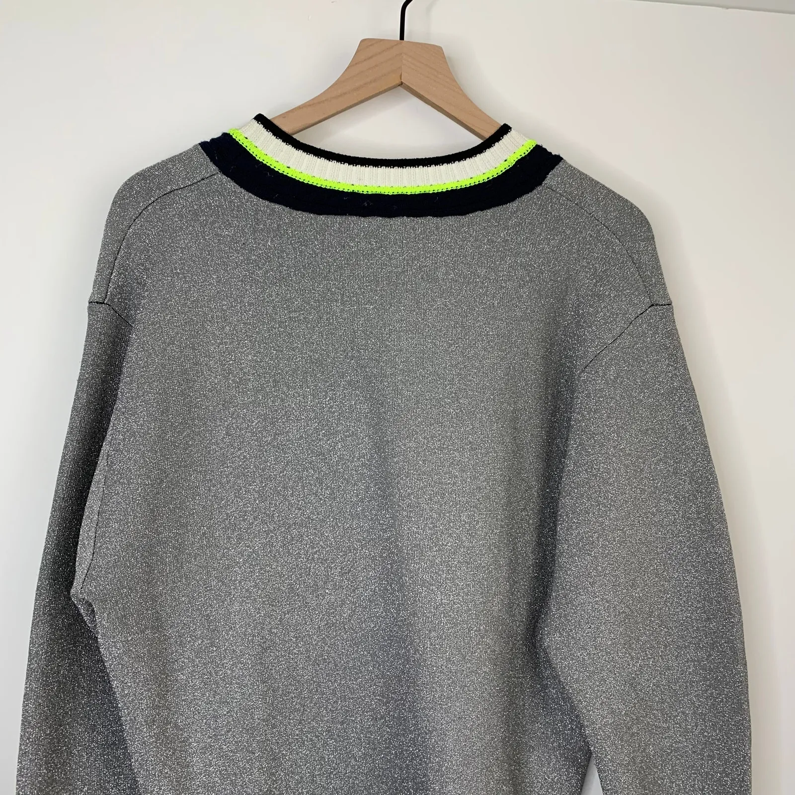 Opening Ceremony Silver Disco Sport Cable Neck Sweater In Silver Multi Small - Image 6