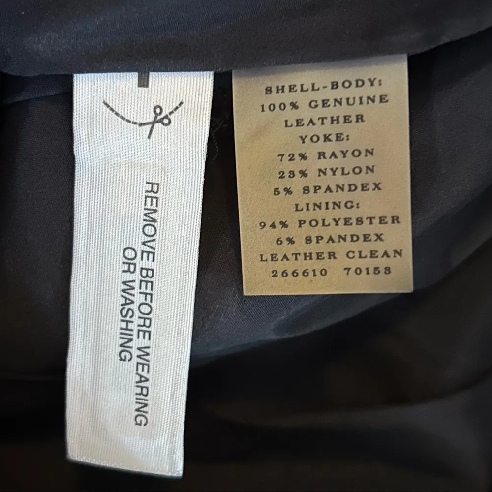 Ann Taylor Black Leather With Stretch Top Panel Size 8 Mini Skirt. - Image 6