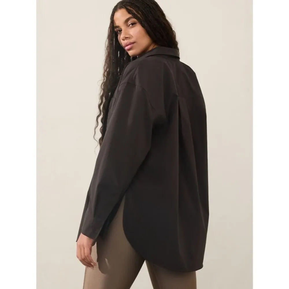 Athleta M Midday Relaxed Shirt Truffle Brown Medium - Image 5