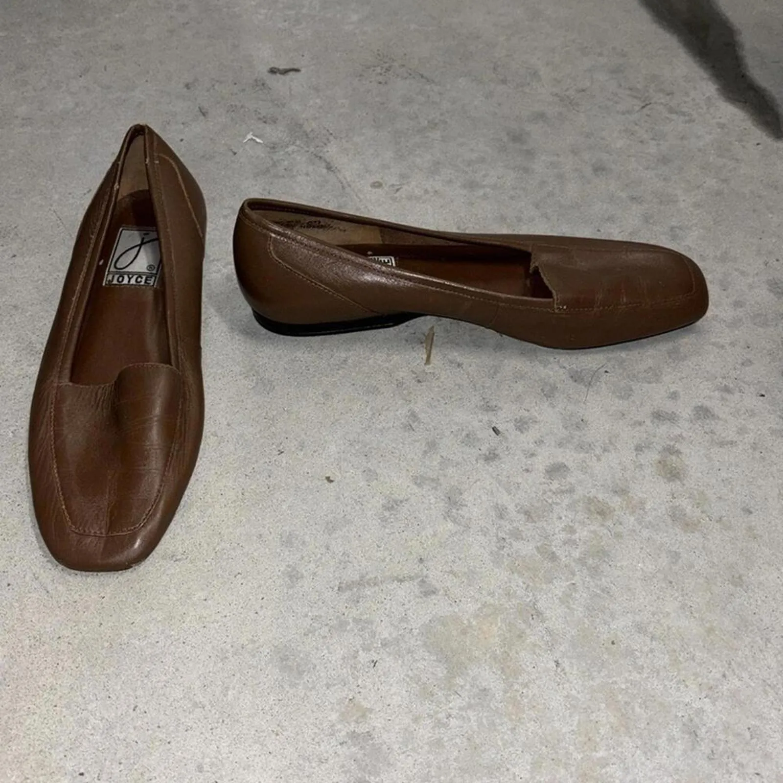 Vintage Joyce Brown Square Toe Flats Driving Shoes Academia classic minimal Size 7.5 - Image 4