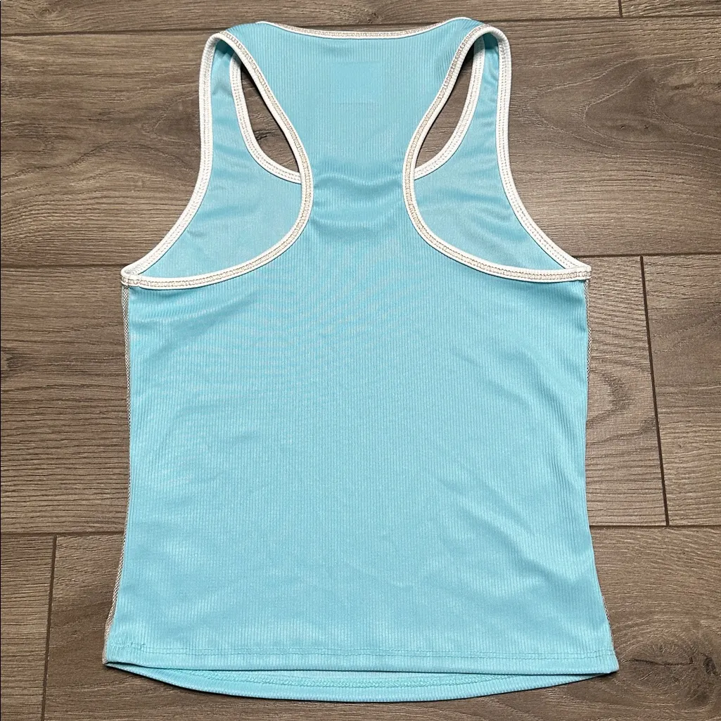 NWOT Lucky In Love Racer Back Crop Tennis Tank Top Turquoise Blue Size XS - Image 5
