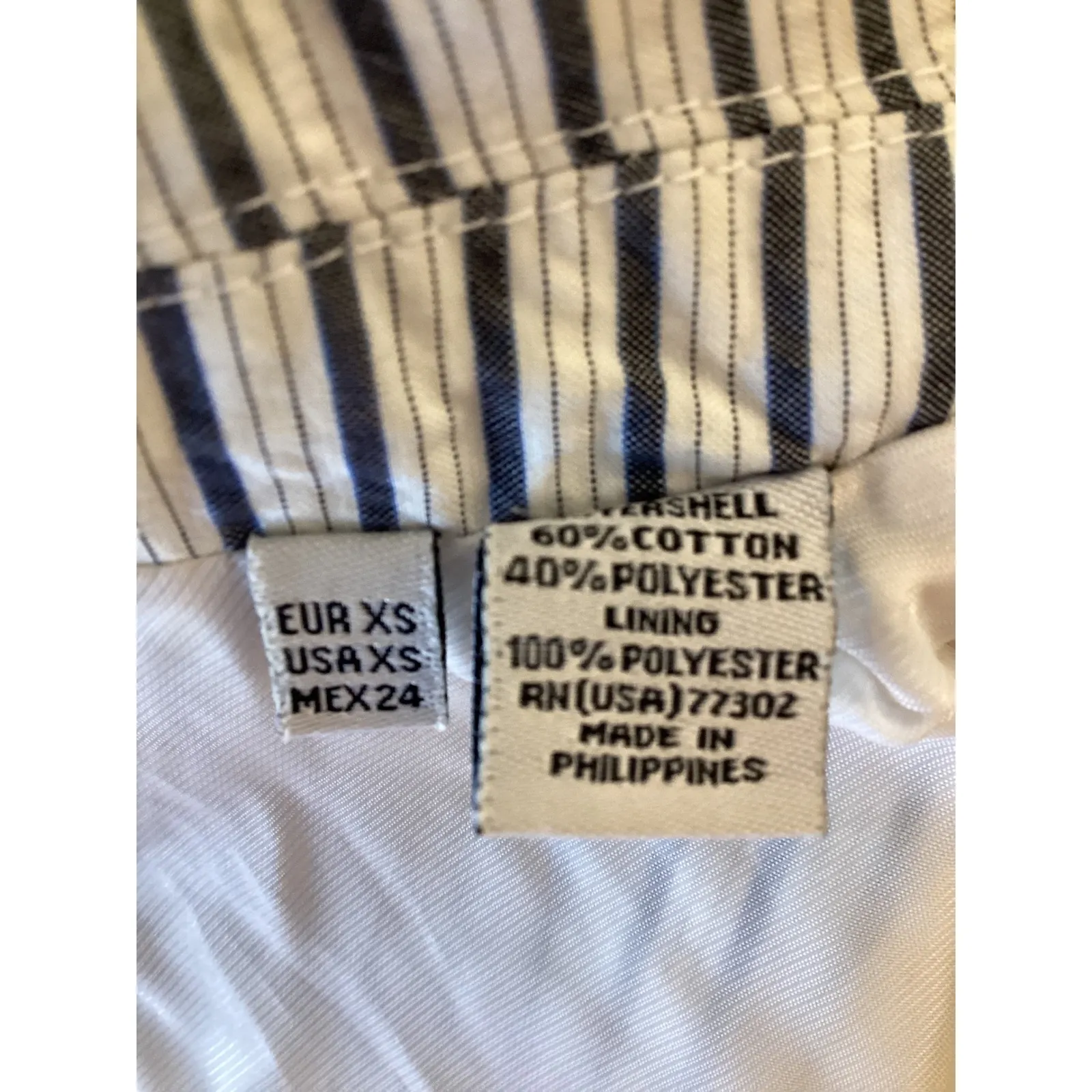 ZARA BASIC Women's Navy White Pinstripe Blazer Jacket Size XS - Image 5