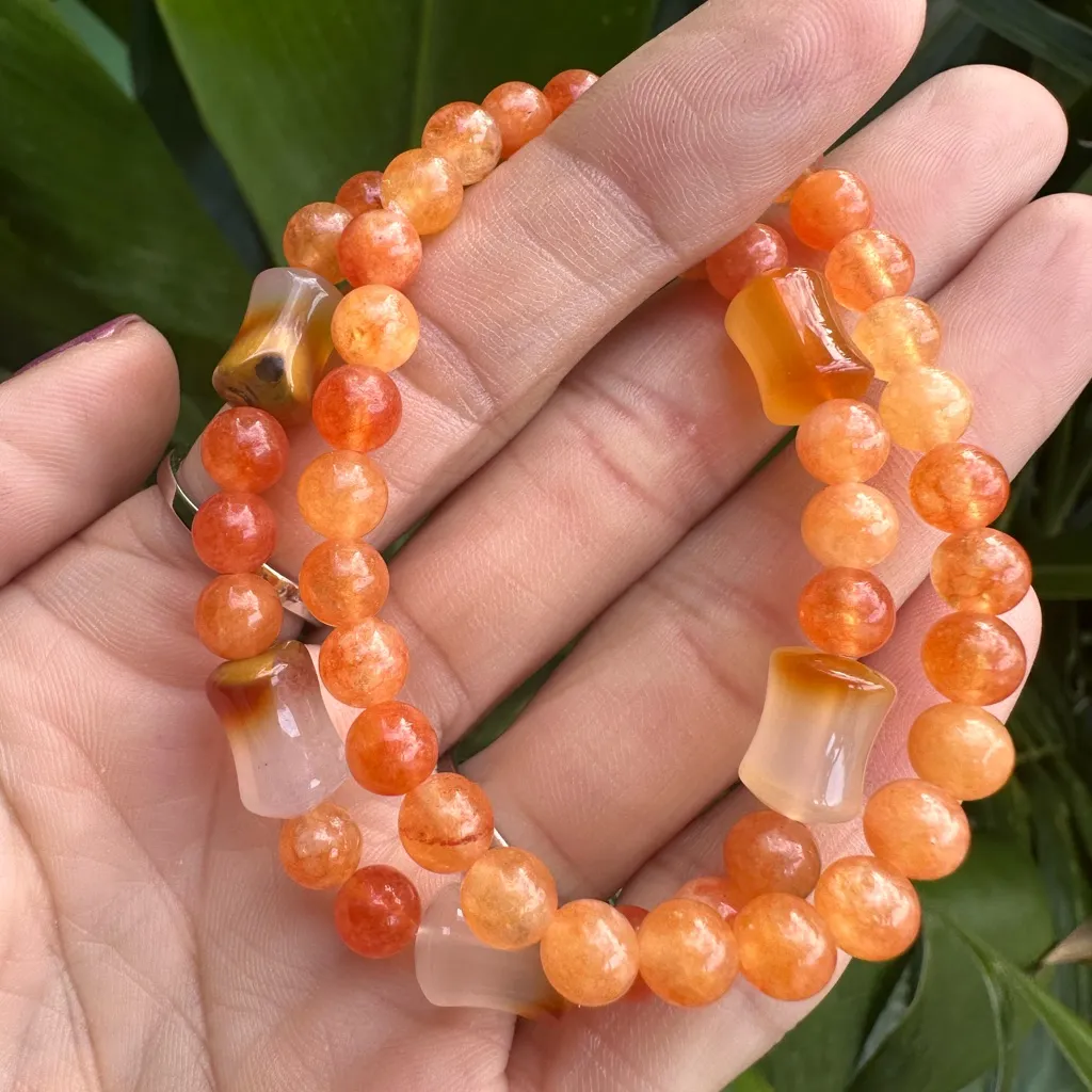 B79. New 6mm Round AAA Natural Carnelian Bracelet Made On Maui Orange - Image 4