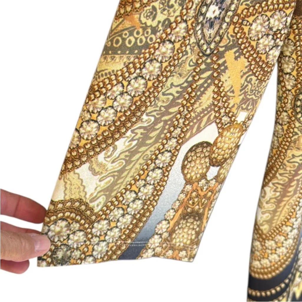 Chico's EUC  Ornate Jewel Chain Leopard Pattern Shift Midi Dress Size Medium - Image 3