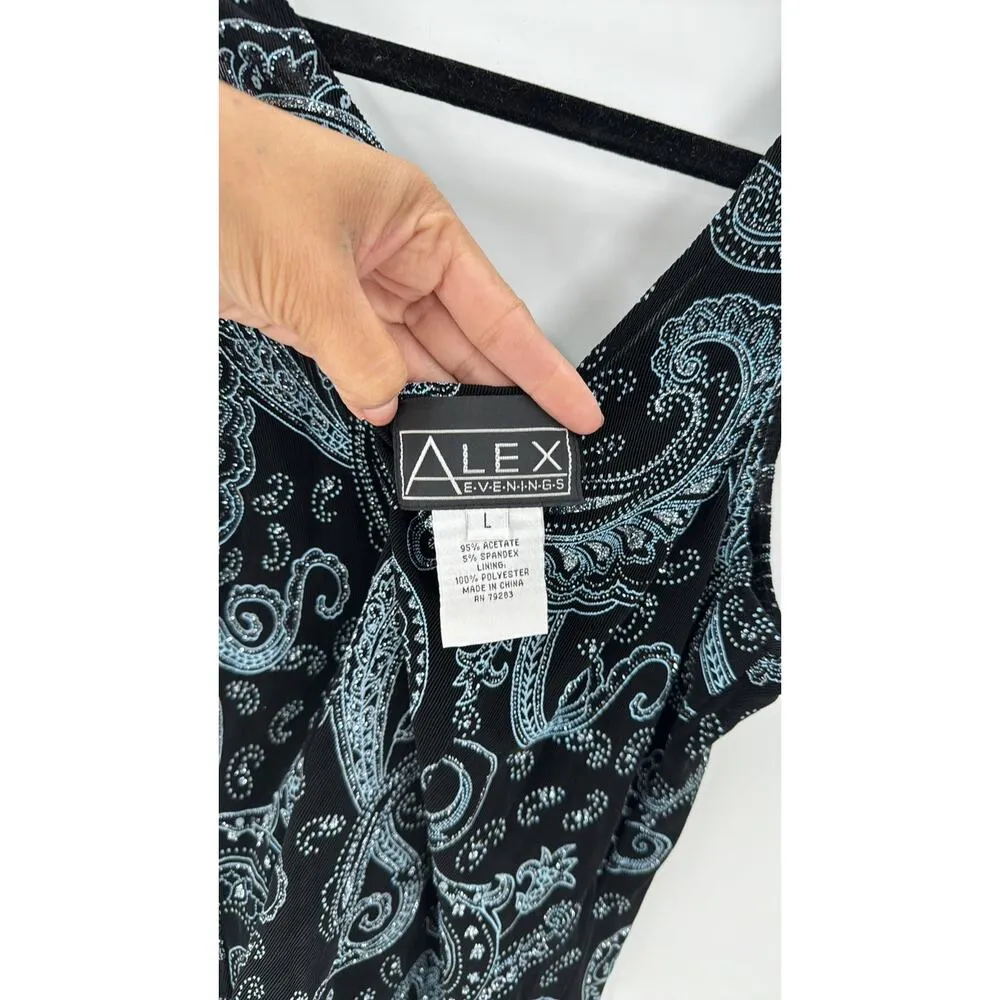 Vintage Alex Evenings 90s paisley Sparkle Glitter tank top Y2K size L Black Size L - Image 5