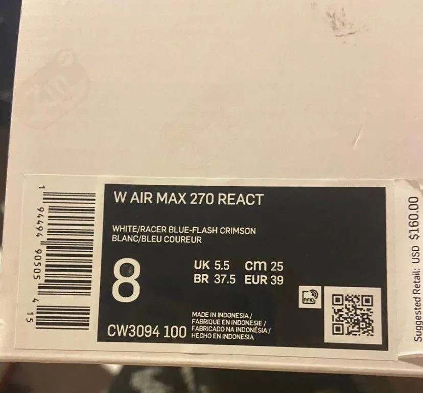 women air max 270 react size 8 nwb - Image 4