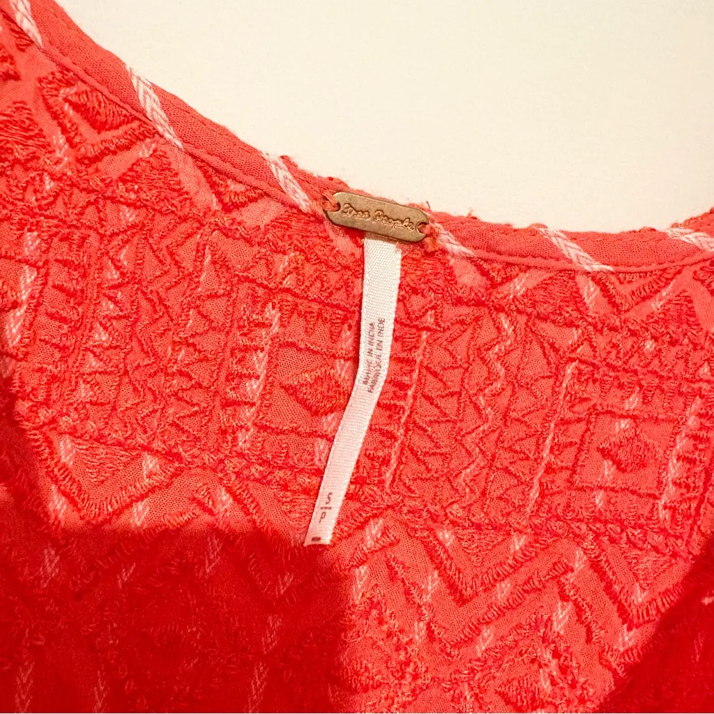 Free people Lola Tiered Babydoll Striped‎ Tassel Dress Capri orange white medium - Image 5