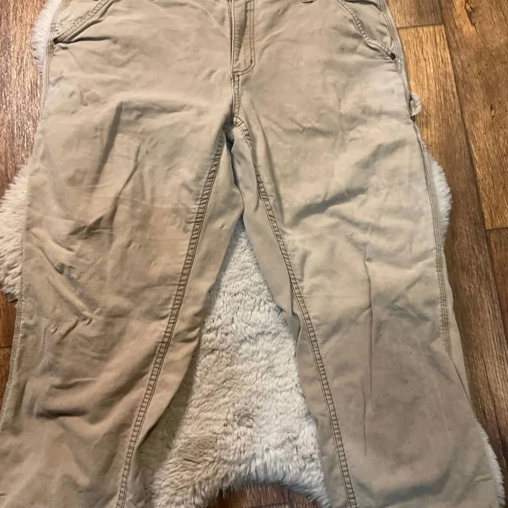 Carhartt Pants Women's 16 Destroyed Tan Carpenter Work Pants Distressed Original - Image 2