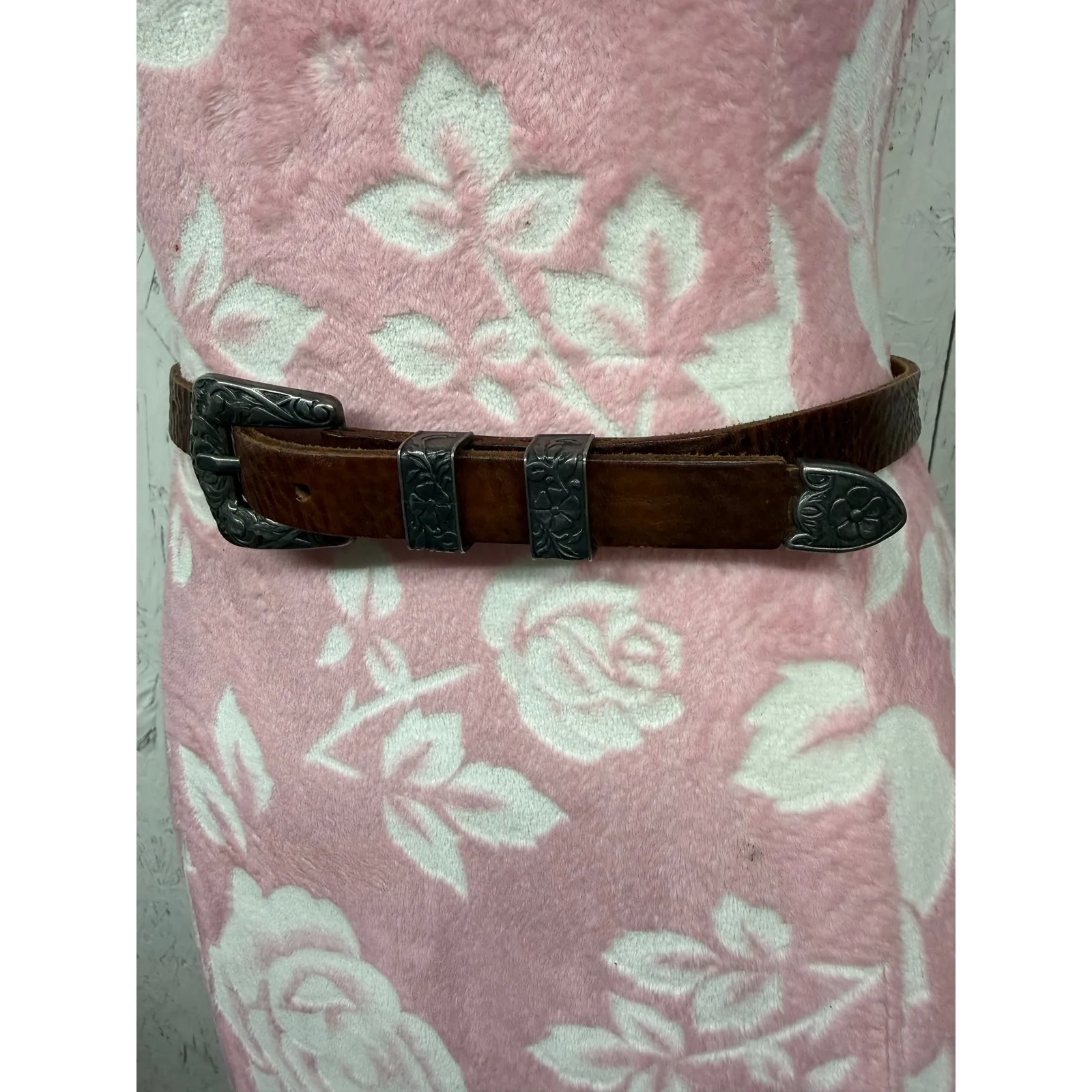 Banana Republic Safari Travel Clothing Brown Leather Belt Silver Buckle Vintage - Image 3