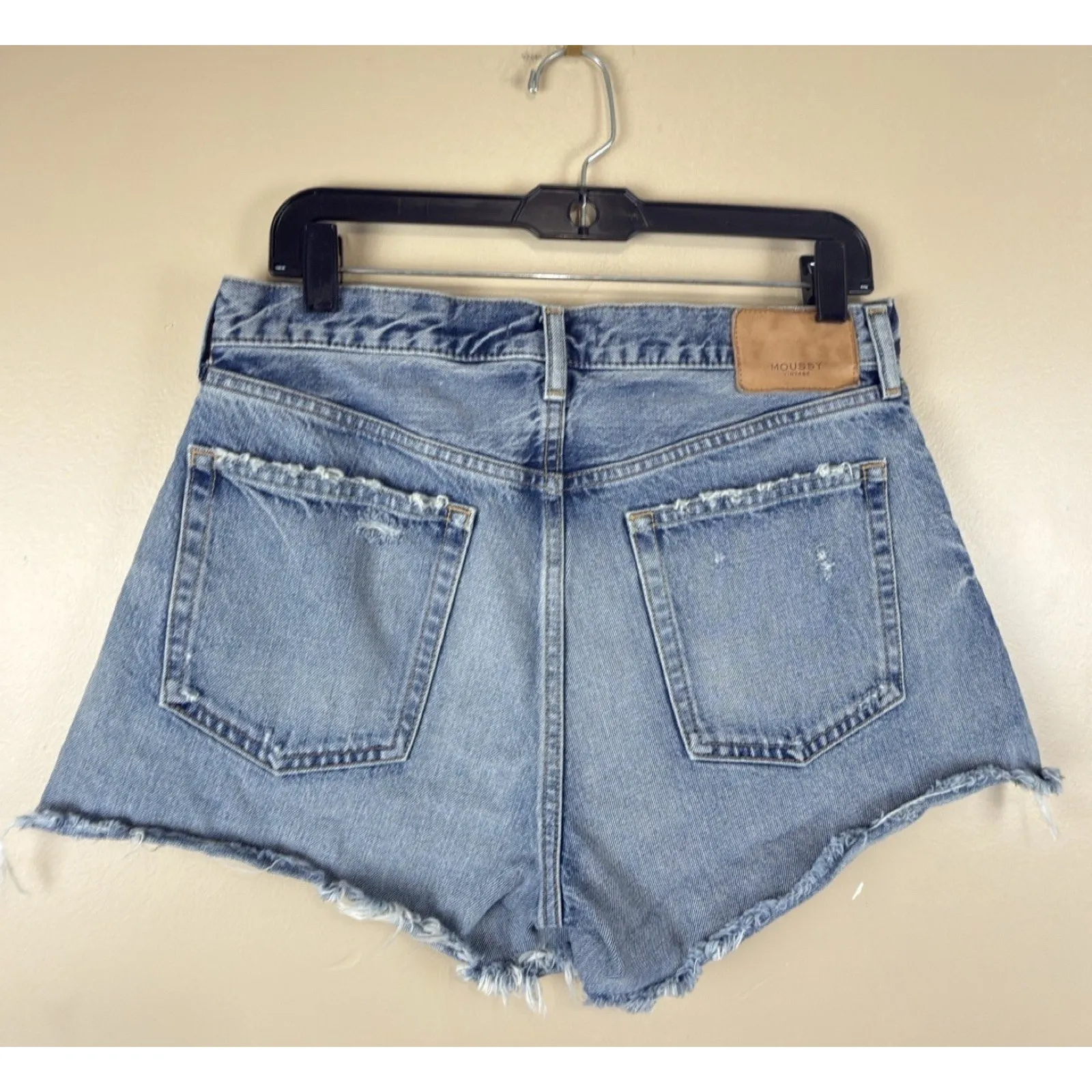 Moussy Vintage Medium Blue Distressed Ripped Jeans Size 28 Raw Hem Made in Japan - Image 6