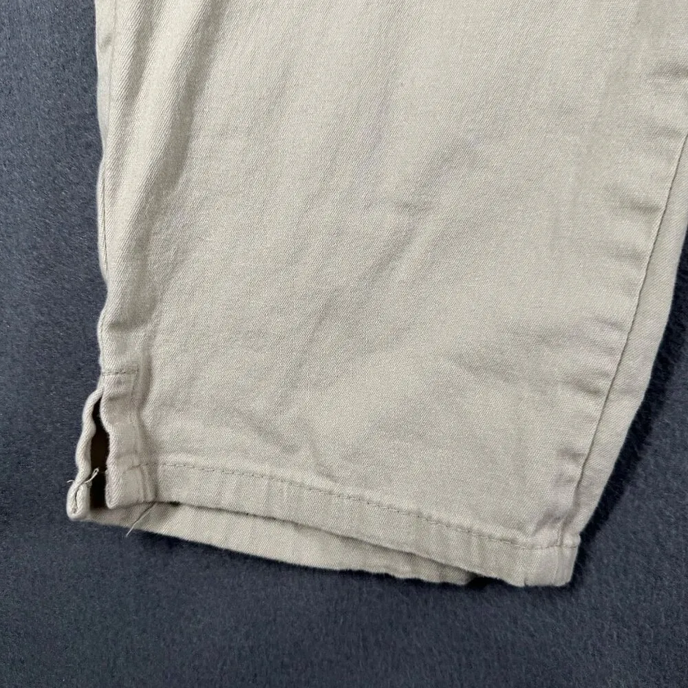 Woman Within Womens 14W Khaki Classic Fit Pull On Chino Crops Pockets Split Hem - Image 4