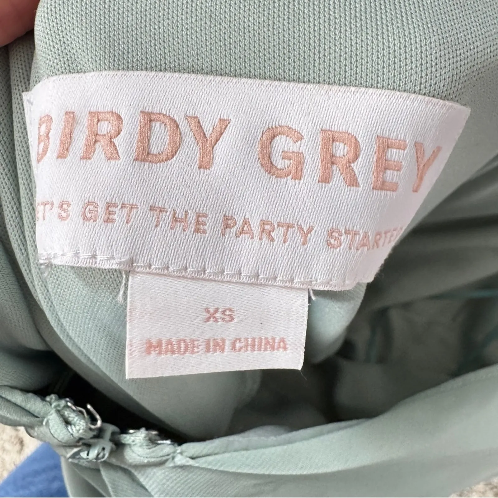 Birdy Grey Mint Green One Shoulder Maxi Dress Womens XS Bridesmaid Formal Gown - Image 8