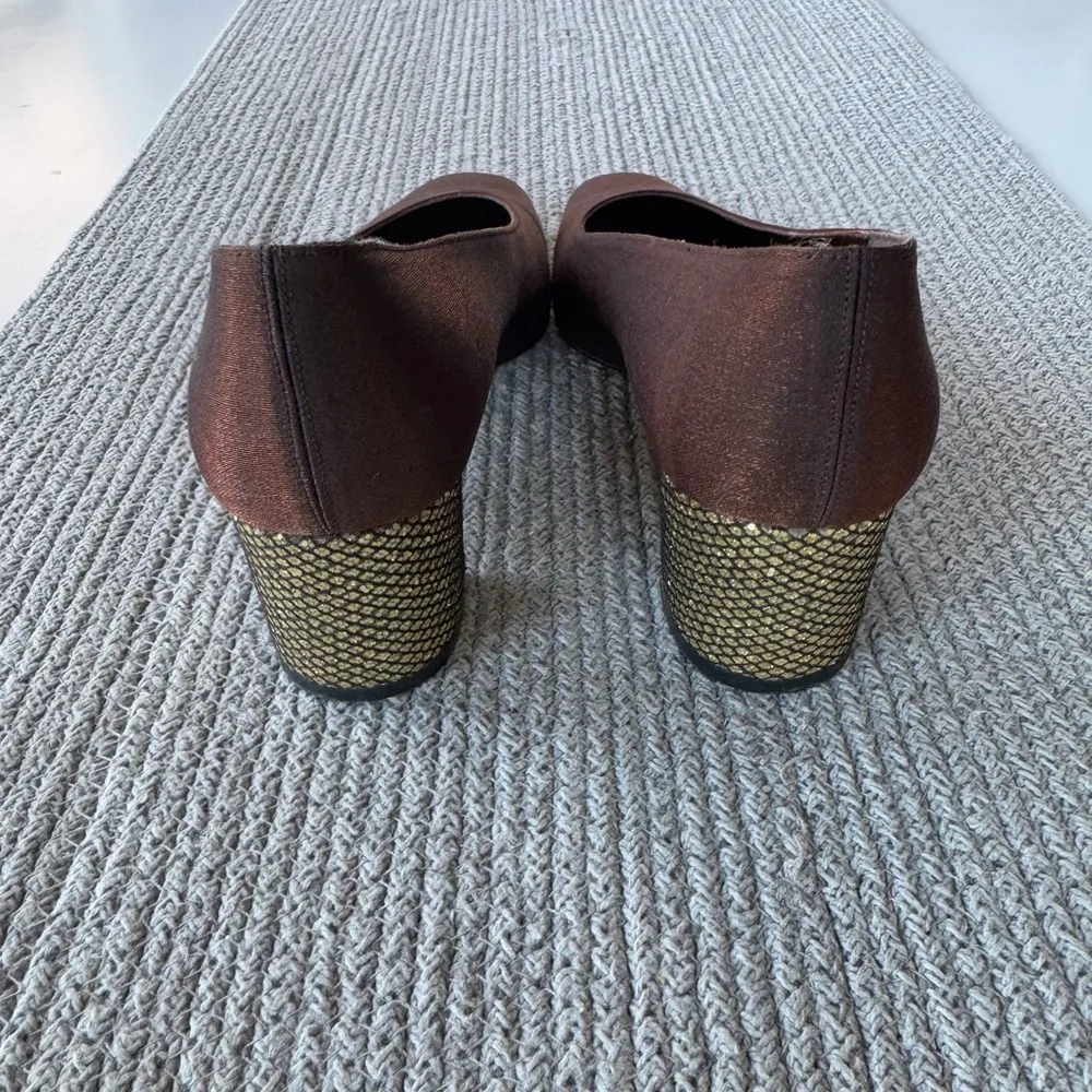 Vintage Bandolino Iridescent Copper Brown Gold Embellished Pumps Heels Size 7.5 - Image 10