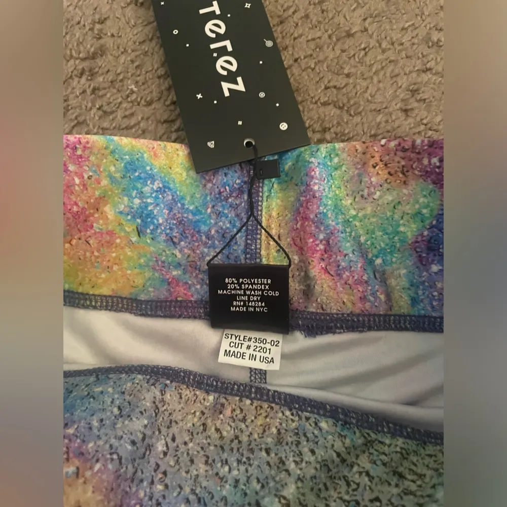 NWT Terez Rainbow Sparkle Pattern Active Wear Leggings, Size S - Image 9