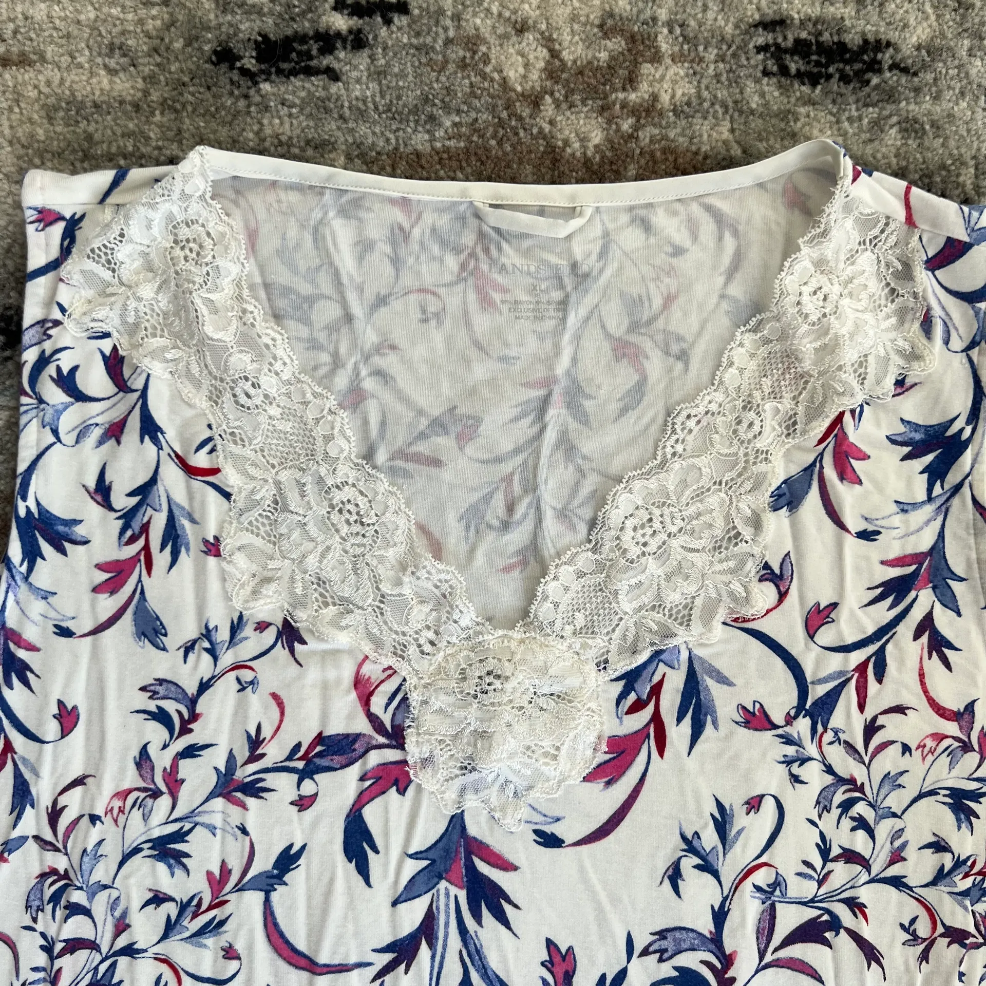 Lands End Sleeveless and Lace Floral Sleep Dress - Image 3