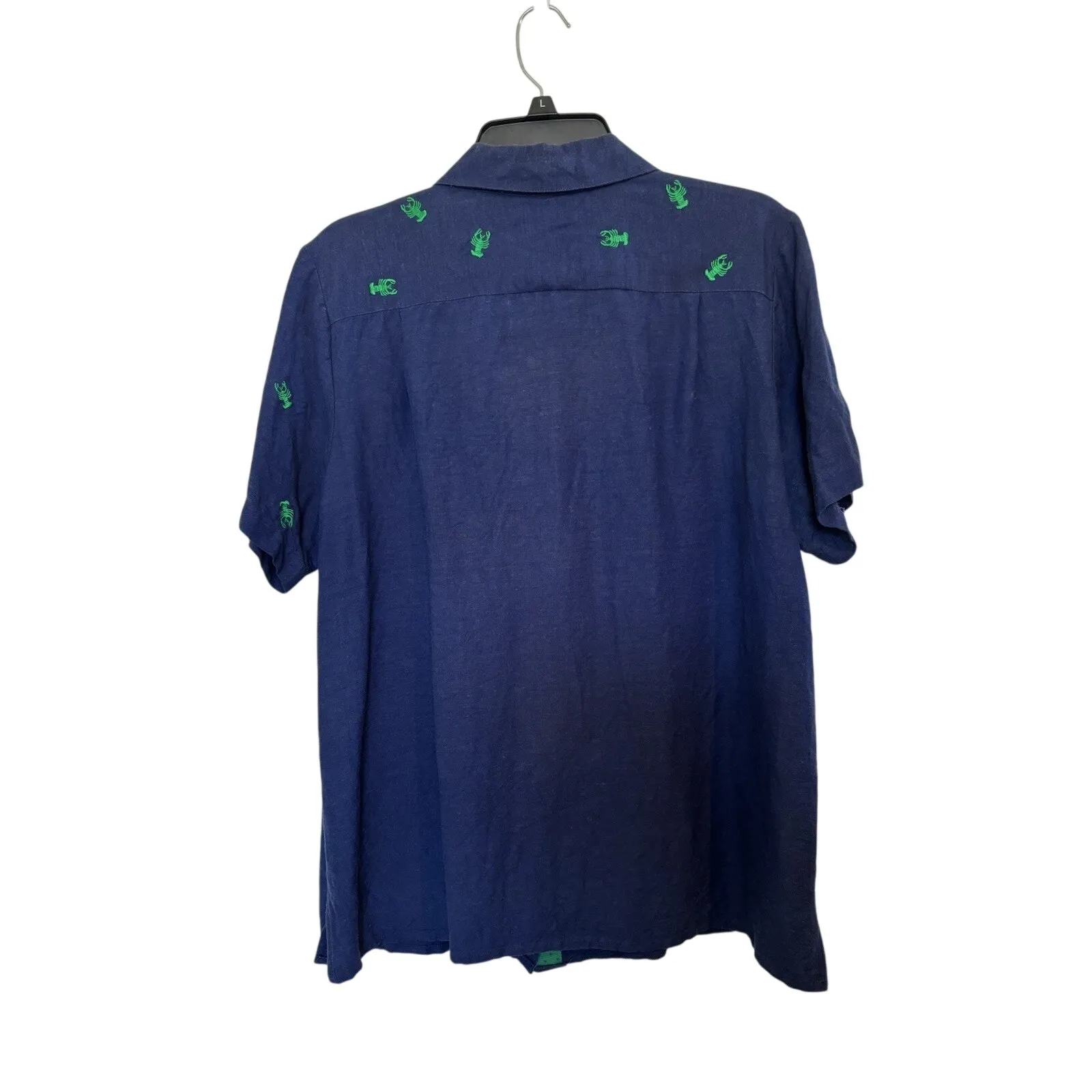 VTG 90s Quacker Factory Linen Blend Lobster Top Size Large Nautical Vacation - Image 2