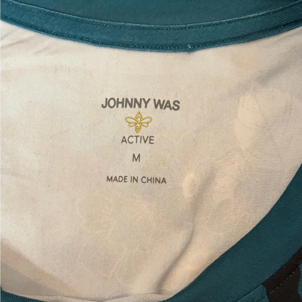 Johnny Was Teal Activewear athletic workout t-shirt short sleeve Top sz medium - Image 2