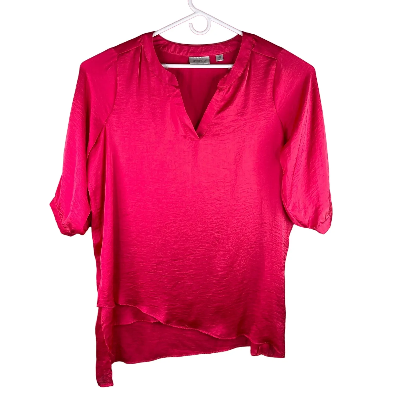 Avenue Silky Blouse Top Fuchsia 22/24 Hi-Lo 3/4 Sleeves - Image 12