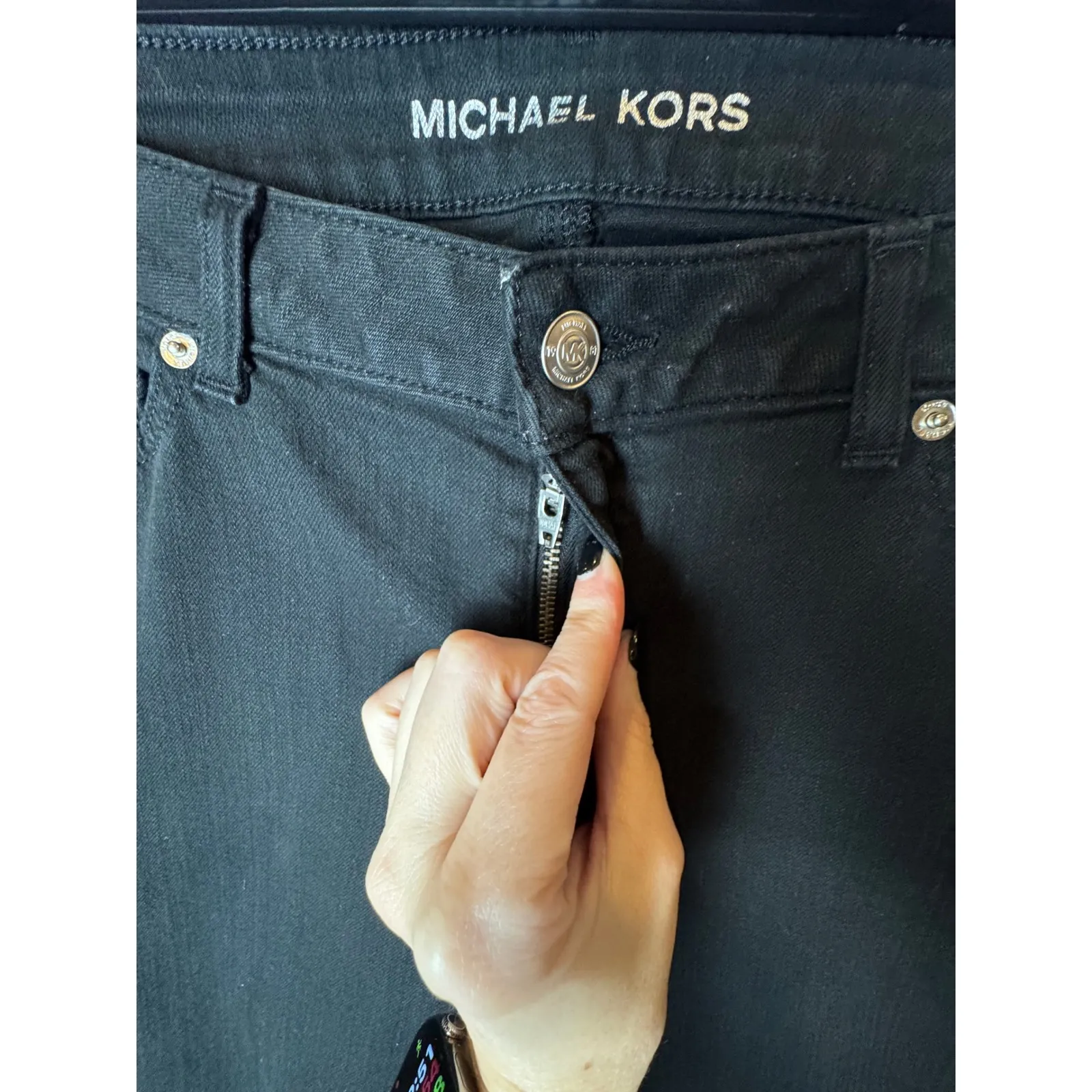 Michael Kors Jeans Women 8 Black Denim Cotton Blend Skinny Mid Rise‎ Streetwear - Image 6