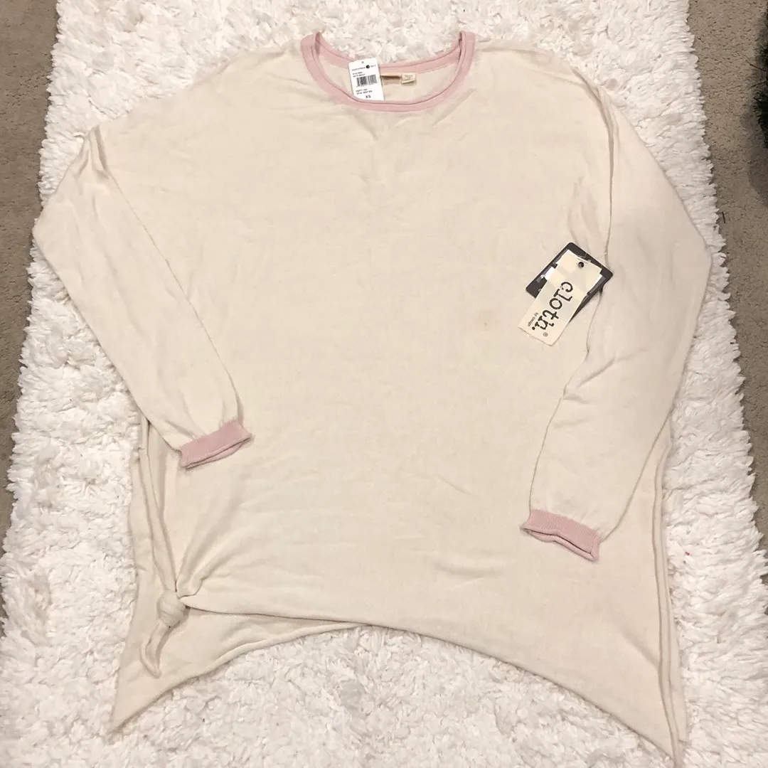 Cloth By Design Oversized Tie Sweater Cream XS - Image 4