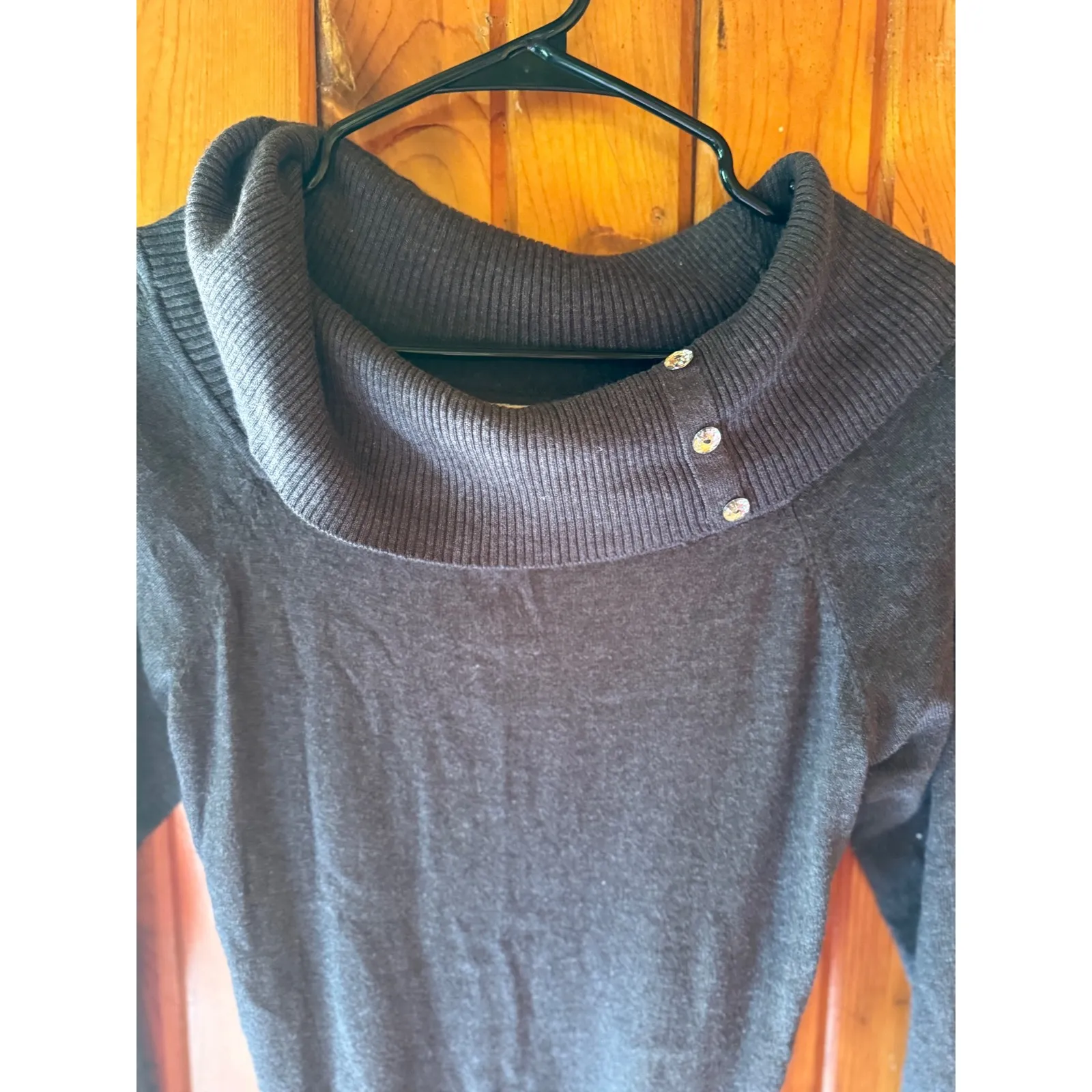 Sweater Dress Gray Cowl Neck Long‎ Sleeve Belted Dressy Casual Candies Size XL - Image 3