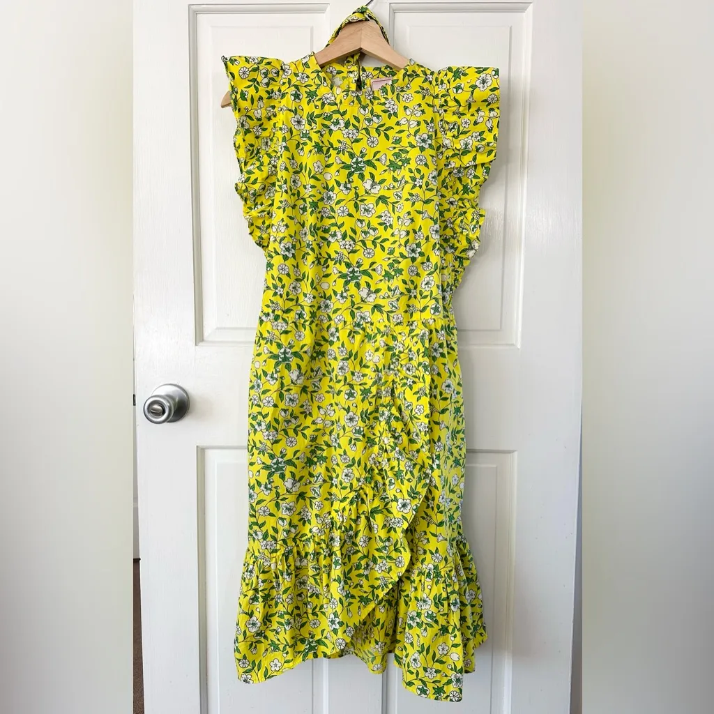 BANJANAN Audrey Mini Dress Spring Aurora Floral Print Yellow Green Size M Size M - Image 5