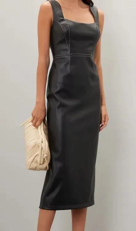 Bibhu Mohapatra x RTR Faux Leather Dress Size 0 Black - Image 2