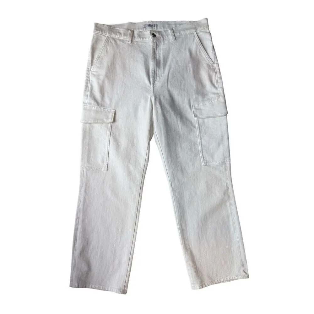 7 For All Mankind Logan High-Rise Cargo straight-leg Jeans In Bright White - Image 6