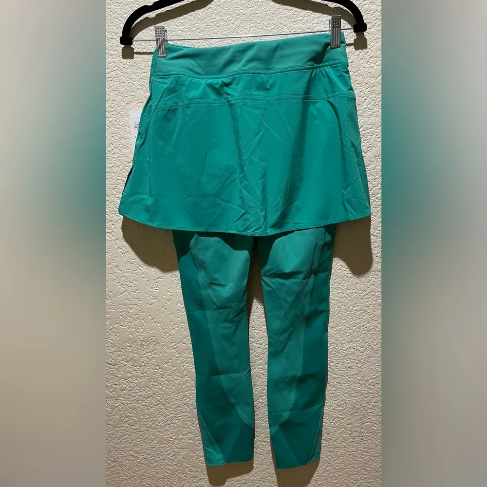 NWT Lululemon 2 in 1 High Rise Tennis Skirt Tights 25” Green Size 4 - Image 2
