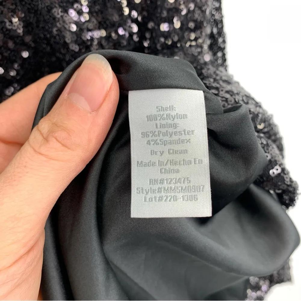 PEARL by Georgina Chapman of Marchesa Sequin Racerback Mini Dress Black 12 - Image 5