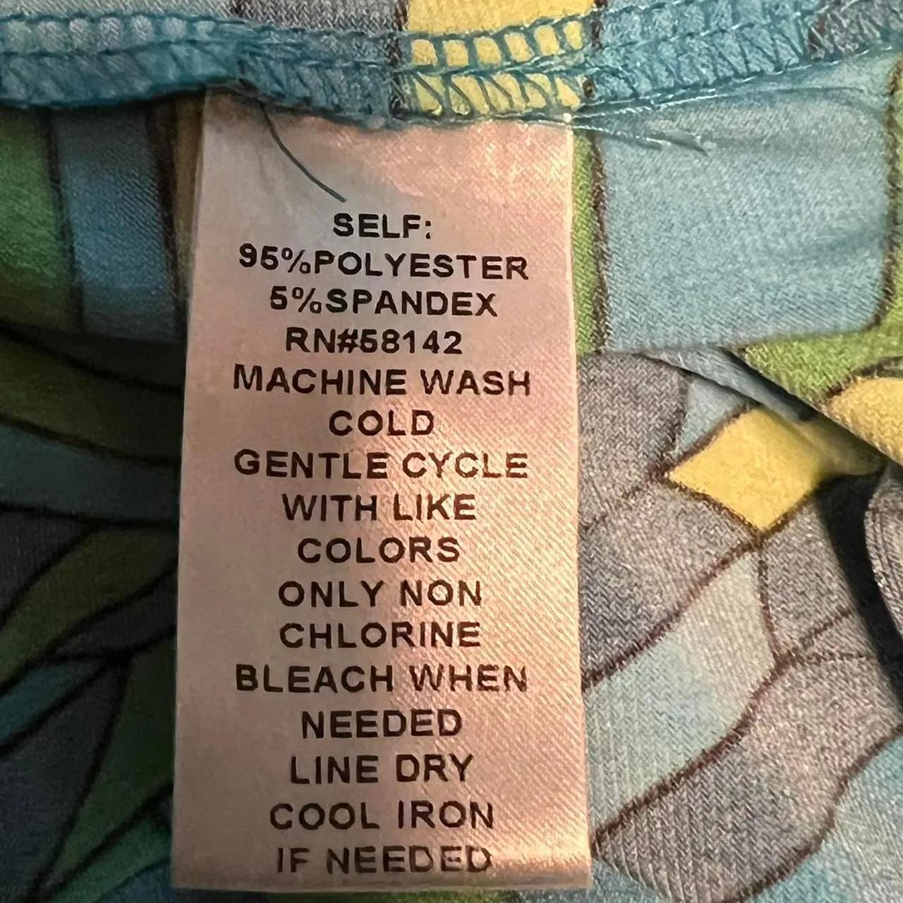 London-times Women's Green and blue psychedelic 60s 3/4 sleeve shift dress boho - Image 6