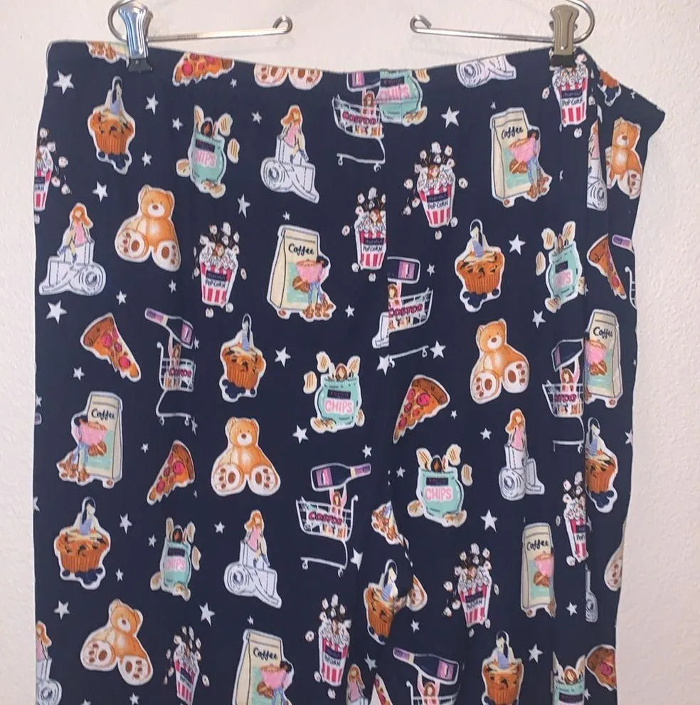 Jane and Bleeker Bear Pizza Popcorn Chips jogger style super comfy pajama pants - Image 8