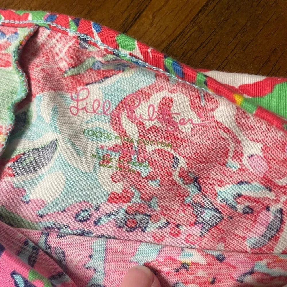 Lilly Pulitzer Marlowe Dress Size XXS Pima Cotton 3/4 Sleeves Tropical Colorful - Image 9