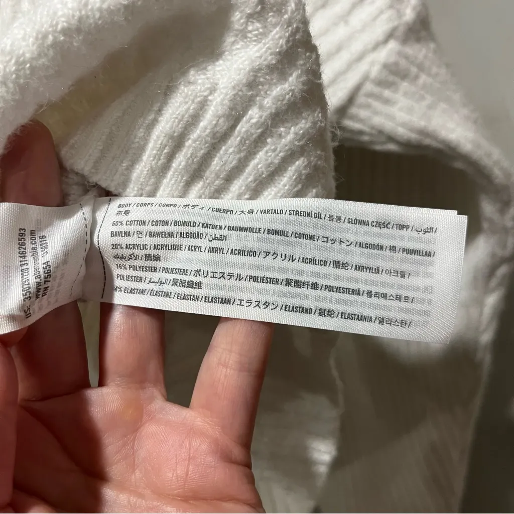 Hollister Womens Cropped Pullover Long Sleeve Knit Sweater White Size Large - Image 5