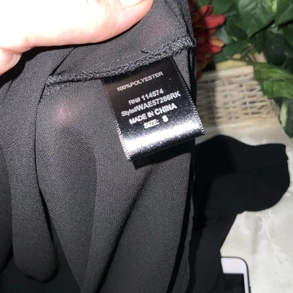 Anthropologie Ro & De Black Sheer Long Sleeve Flat Collar Modest Blouse Small - Image 12