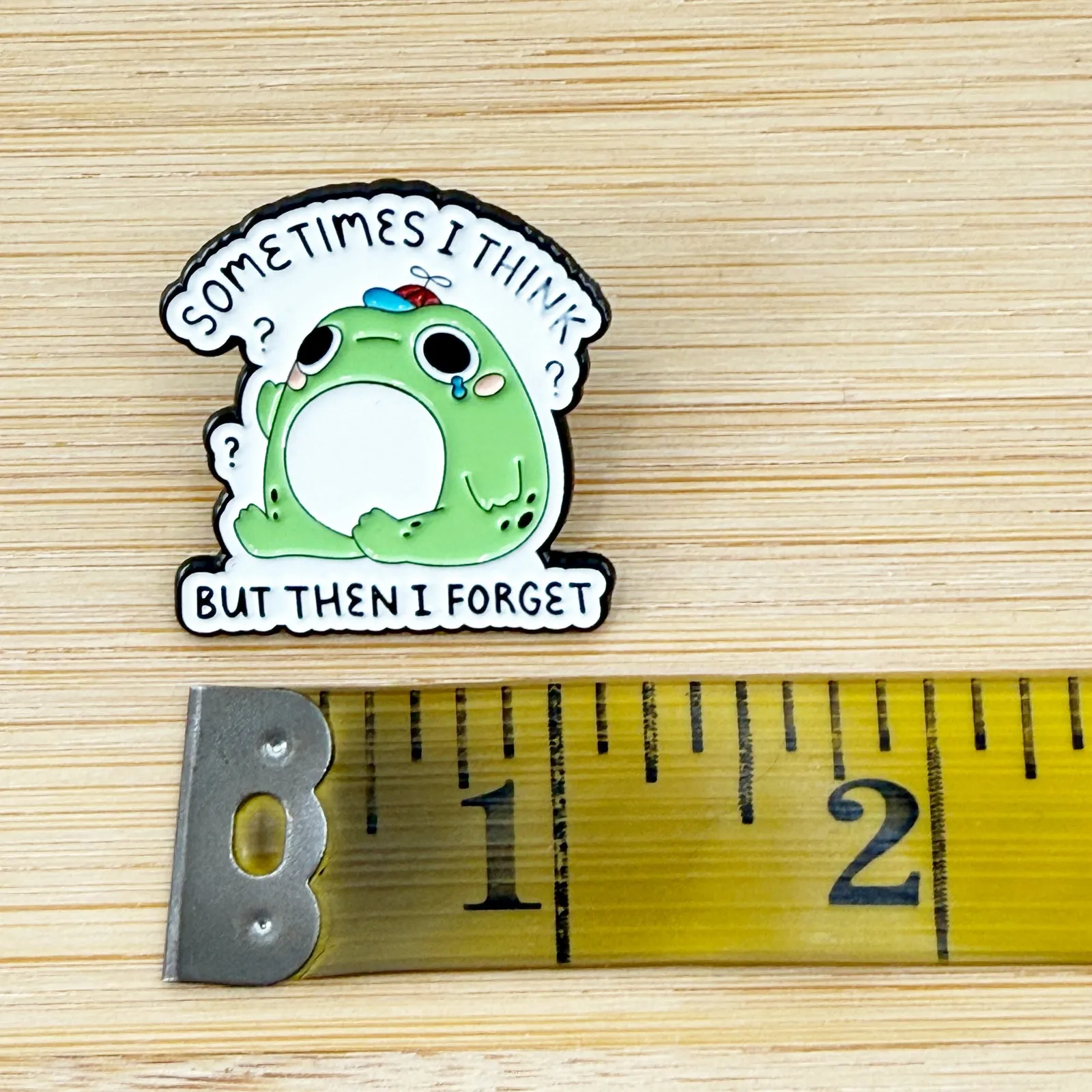 Sometimes I Think But Then I Forget Funny Soft Enamel Pin Green - Image 4